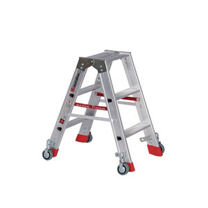 Euroline Alu-Stufenstehleiter mit vier Federrollen und zwei Feststellern Nr. 30573 2 x 3