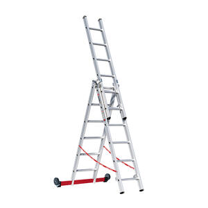 Euroline Alu-Mehrzweckleiter 3-teilig Nr. 307, rollbar 3x6
