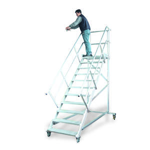 Euroline Wartungsbühne 45 Grad, 800 mm Stufenbreite, 2 Handläufe 3 Podestgel.