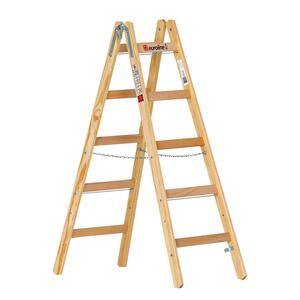 Euroline Holz-Sprossenstehleiter mit Eimerhaken Nr. 10501