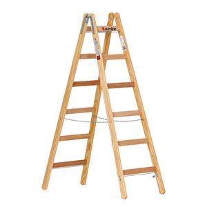 Euroline Holz-Sprossenstehleiter mit Eimerhaken Nr. 10501 2 x 6