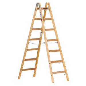 Euroline Holz-Sprossenstehleiter mit Eimerhaken Nr. 10501 2 x 7