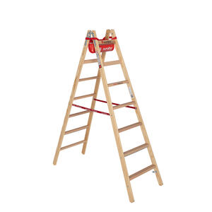 Euroline Holz-Sprossenleiter mit Comfort- Breitsprosse und Eimerhaken Nr. 10504 2 x 7