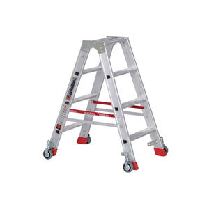Euroline Alu-Stufenstehleiter mit vier Federrollen und zwei Feststellern Nr. 30573 2 x 4