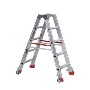 Euroline Alu-Stufenstehleiter mit vier Federrollen und zwei Feststellern Nr. 30573 2 x 5