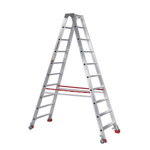 Euroline Alu-Stufenstehleiter mit vier Federrollen und zwei Feststellern Nr. 30573 2 x 10
