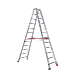 Euroline Alu-Stufenstehleiter mit vier Federrollen und zwei Feststellern Nr. 30573 2 x 12