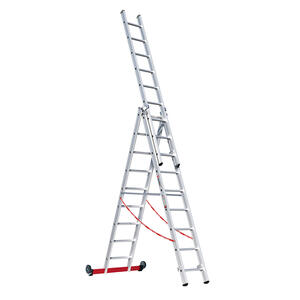 Euroline Alu-Mehrzweckleiter 3-teilig Nr. 307, rollbar 3x9