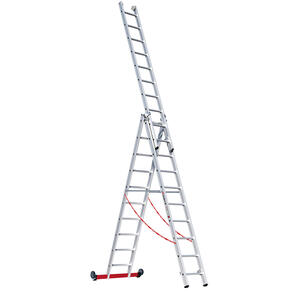 Euroline Alu-Mehrzweckleiter 3-teilig Nr. 307, rollbar 3x10