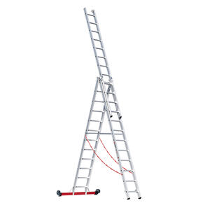 Euroline Alu-Mehrzweckleiter 3-teilig Nr. 307, rollbar 3x12