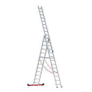 Euroline Alu-Mehrzweckleiter 3-teilig Nr. 307, rollbar 3x13