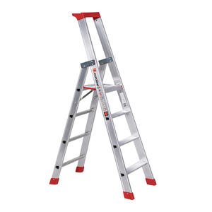Euroline Alu-Stufenstehleiter mit Sicherheitsbrücke Nr. 32577 1 x 4