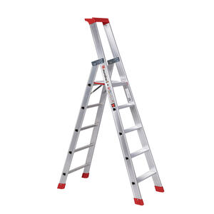 Euroline Alu-Stufenstehleiter mit Sicherheitsbrücke Nr. 32577 1 x 5