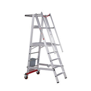 Euroline Alu-Podestleiter, fahr- und klappbar Nr. 32778, 60 kg Ballast 1 x 5