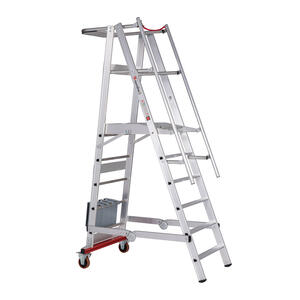 Euroline Alu-Podestleiter, fahr- und klappbar Nr. 32778, 80 kg Ballast 1 x 6