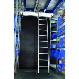 Euroline Alu-Regalleiter für Doppelregal, seitlich verschiebbar 1 x 7