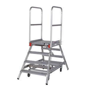 Euroline Mobile Podesttreppe zweiseitig begehbar mit Zentralfeststellung* 2 x 4 Stufen