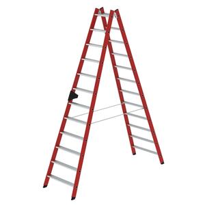 Günzburger Steigtechnik Stufen-Stehleiter beidseitig begehbar GFK / Alu 2x12 Stufen