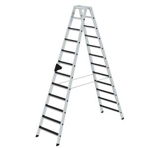Günzburger Steigtechnik Stufen-Stehleiter beidseitig begehbar mit clip-step R 13 2x12 Stufen