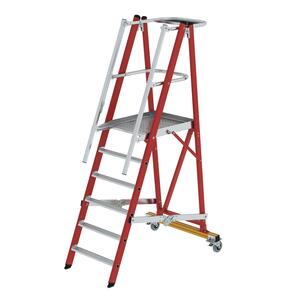 Günzburger Steigtechnik Plattformleiter GFK/Alu klappbar und fahrbar