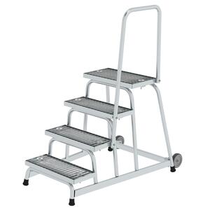 Günzburger Steigtechnik Arbeitspodest starr Stahl-Gitterrost mit Rollen und Handlauf