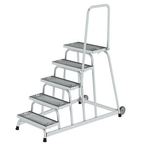 Günzburger Steigtechnik Arbeitspodest starr Stahl-Gitterrost mit Rollen und Handlauf