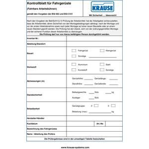Krause Kontrollblätter Fahrgerüste  (50 Stück) im Ordner