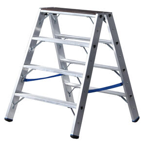 Krause STABILO Stufen-DoppelLeiter mit Holzauflage 2x4 Sprossen