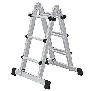 Günzburger Steigtechnik Teleskopleiter 4-teilig mit Traverse 4x3 Sprossen