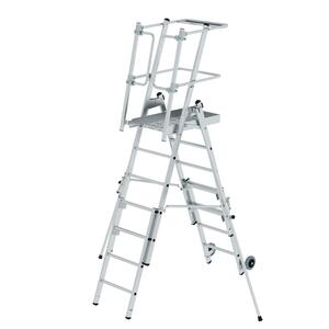 Günzburger Steigtechnik Plattformleiter FlexxStep 5 Sprossen mit Teleskopaufsatz 2 Sprossen