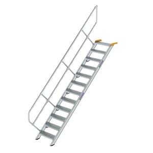 Günzburger Steigtechnik Treppe 45° Stufenbreite 600mm 12 Stufen Aluminium geriffelt