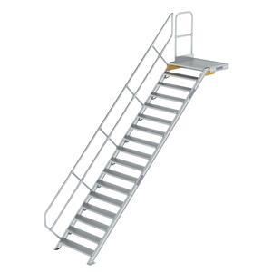 Günzburger Steigtechnik Treppe mit Plattform 45° Stufenbreite 1000mm 17 Stufen Aluminium geriffelt
