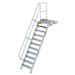 Günzburger Steigtechnik Treppe mit Plattform 60° Stufenbreite 800mm 11 Stufen Aluminium geriffelt