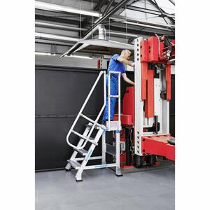 ZARGES Treppenpodest fahrbar 60° 3 Stufen, 600 mm breit, Höhe 0,75 m